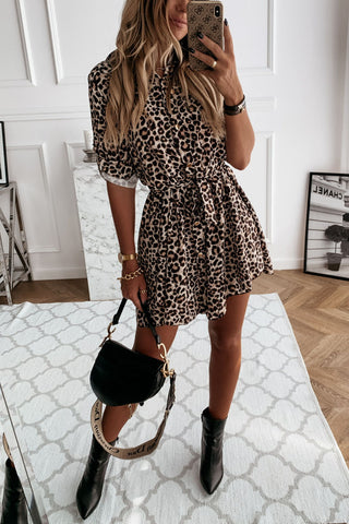 Patchwork Print V-Neck Mini Dress