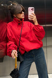 Stand-Collar Puff Sleeve Jacket