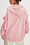 Tie-Sleeve Puff Zip-Up Hoodie
