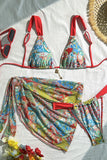 Print Bikini and Skirt Set