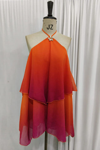 Asymmetrical Layered Halter Dress