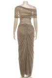 Off-Shoulder Evening Gown with Draped Design