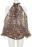 Zebra Print Halter Ruffle Short Set
