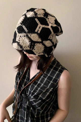 Floral Crochet Slouchy Beanie Hat