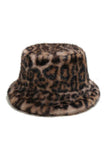 Faux Fur Leopard Print Bucket Hat