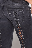 Lace-Up Detail Flare Jeans