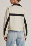 Colorblock Stripe Stand-Collar Zip Jacket