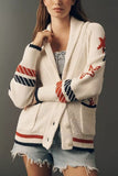 Sailboat Intarsia Knit Cardigan