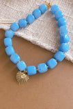 Chunky Bead Sunburst Charm Necklace