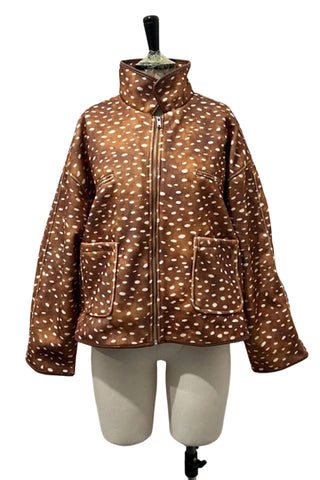 Printed Zip-Front Collared Jacket