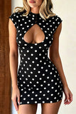Keyhole Mock Neck Bodycon Mini Dress