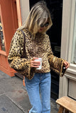 Leopard Print Faux Fur Open Front Jacket