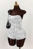 Strapless Ruched Romper