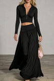 Zip-Front Crop Top and Maxi Skirt Set