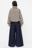 Striped Half-Zip Mock Neck Fleece Jacket