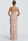 Floral Lace Strapless Maxi Dress