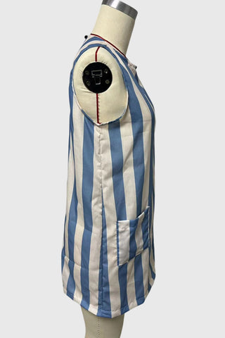 Pocketed Sleeveless Striped Mini Dress