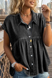 Button-Front Short Sleeve Top