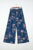 Floral Tie Waist Wide Leg Jeans