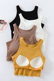 Built-in Cup Round Neck Sleeveless Crop Tank
