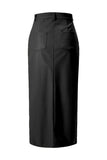 High-Waist Slit Faux Leather Maxi Skirt