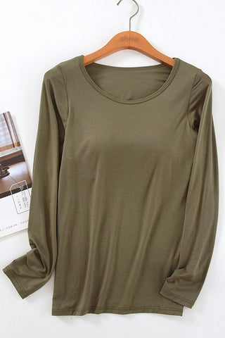 Long Sleeve Scoop Neck Bra Top