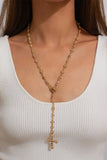 Floral Cross Pendant Y Necklace