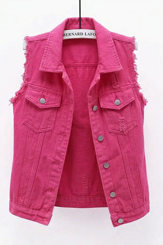 Sleeveless Collared Button-Front Vest