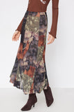 Floral Patchwork Wrap Midi Skirt