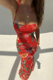 Floral Tie-Back Open Back Maxi Vacation Dress