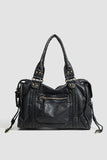 Studded Handle Zip Pocket Tote Bag