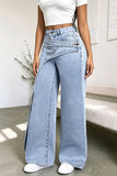 Asymmetric Waist Wide-Leg Baggy Jeans