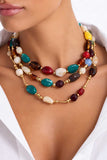 Multi-Strand Polished Stone Bead Necklace