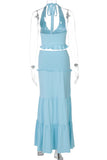 Halter Tie-Back Skirt Set