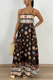 Square Neck Shell Print Maxi Casual Dress