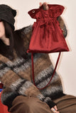 Polka Dot Plaid Drawstring Bucket Bag