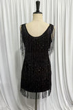 Sequin Fringe V-Neck Sleeveless Mini Dress
