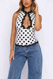 Lace-Trim Polka Dot Tank Top