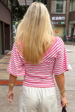 Striped Wrap-Front Top