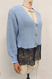 Lace Hem V-Neck Button Front Cardigan