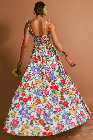 Floral Halter Tie-Back Maxi Dress