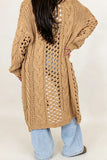Open-Front Cable Knit Maxi Cardigan