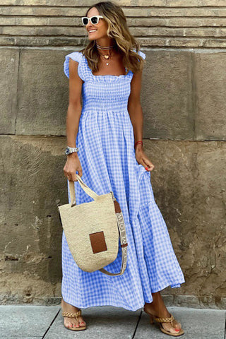 Smocked Gingham Maxi Dress