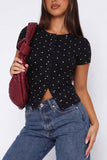 Button-Front Polka Dot T-Shirt