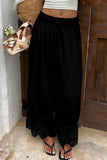 Lace-Trim Wide-Leg Casual Pants