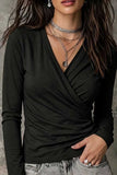Long Sleeve V-Neck Wrap Front T-Shirt
