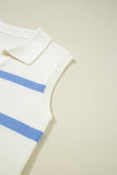 Stripe Split V Neck Ribbed Tank