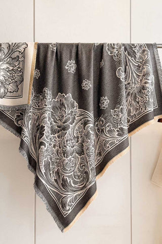 Paisley Print Fringed Square Scarf