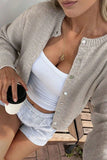 Button-Front Ribbed Knit Cardigan