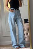 Distressed High-Waist Wide Leg Jeans